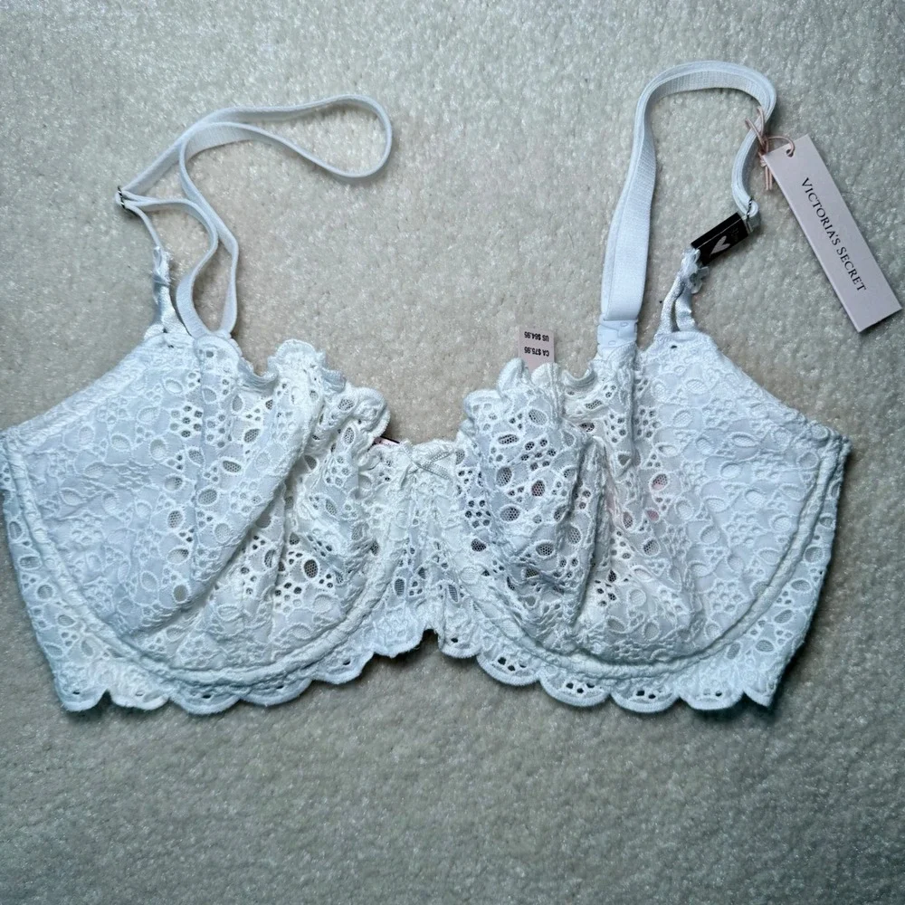 Victoria's‎ Secret Dream Angels Wicked Unlined Eyelet Bra coconut white NWT 32DD
